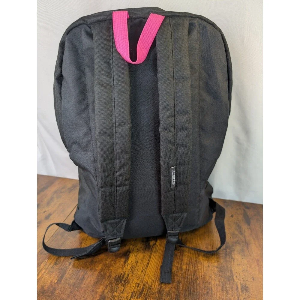 Trans By Jansport Black Pink Backpack Rosa Floral Embroidered Design